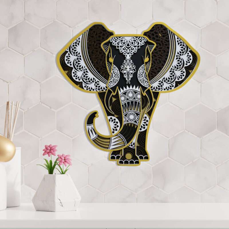 MultiLayered 3D Elephant Mandala Art