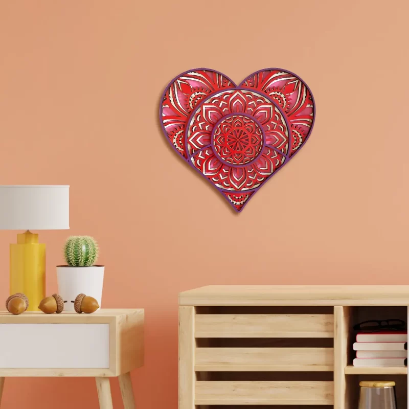 3d heart shape multilayer wall art