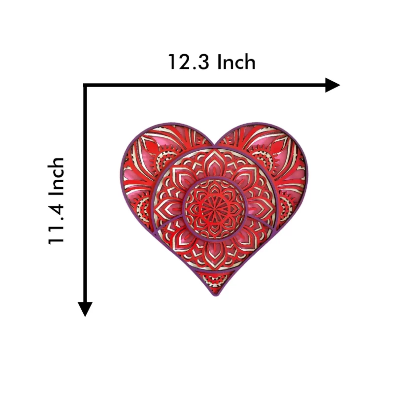 3d heart shaped size chart