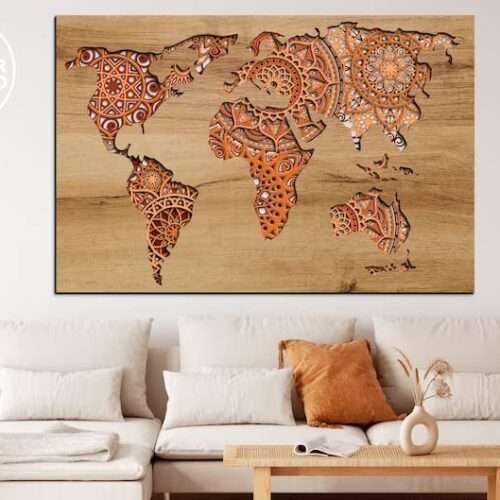 World Map Wall Art Decor