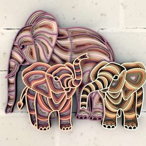 Elephant mom and baby mandala art - 2